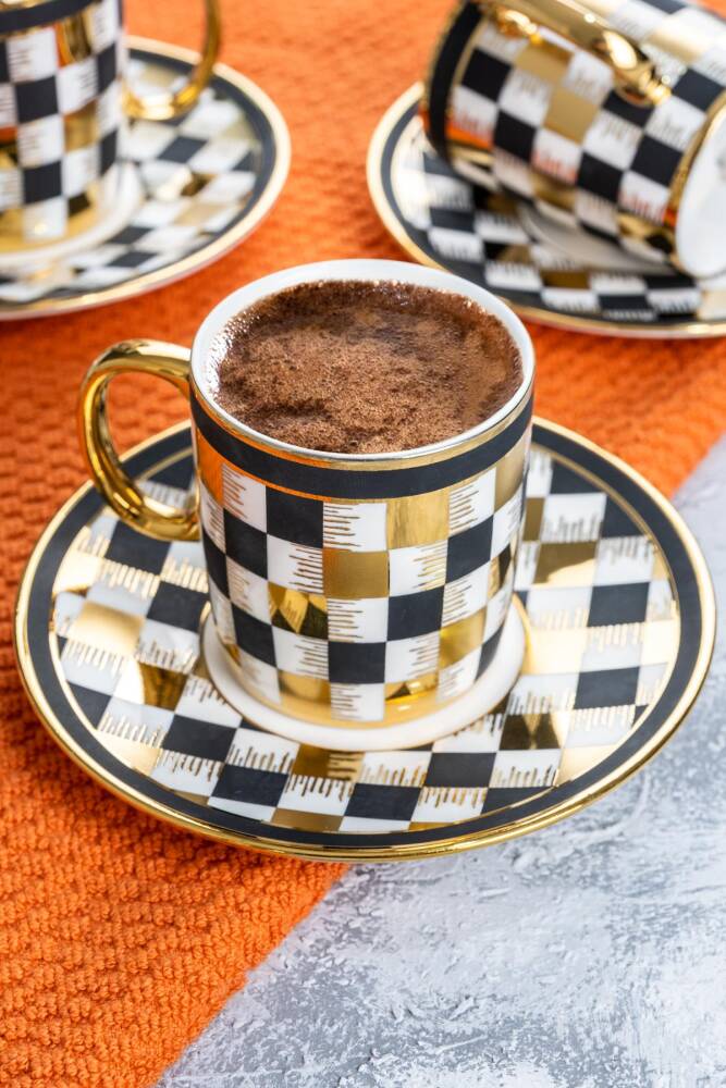 Checkered Espresso Cups - Set of 6